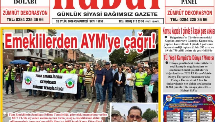 26 Eylül 2026 Cumartesi Hudut Gazetesi