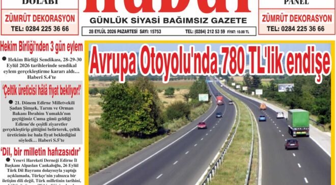 28 Eylül 2026 Pazartesi Hudut Gazetesi