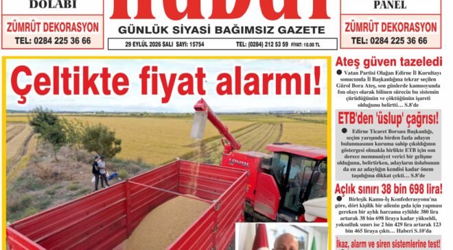 29 Eylül 2026 Salı Hudut Gazetesi