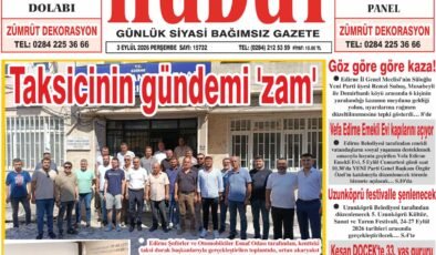 3 Eylül 2026 Perşembe Hudut Gazetesi