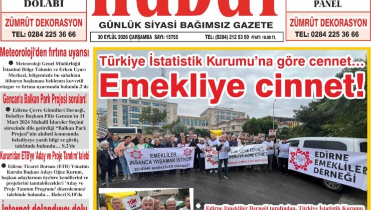 30 Eylül 2026 Çarşamba Hudut Gazetesi