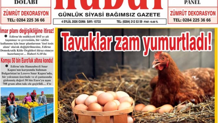 4 Eylül 2026 Cuma Hudut Gazetesi