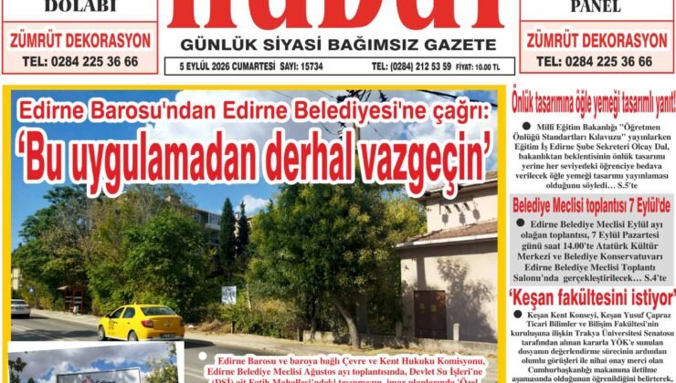 5 Eylül 2026 Cumartesi Hudut Gazetesi