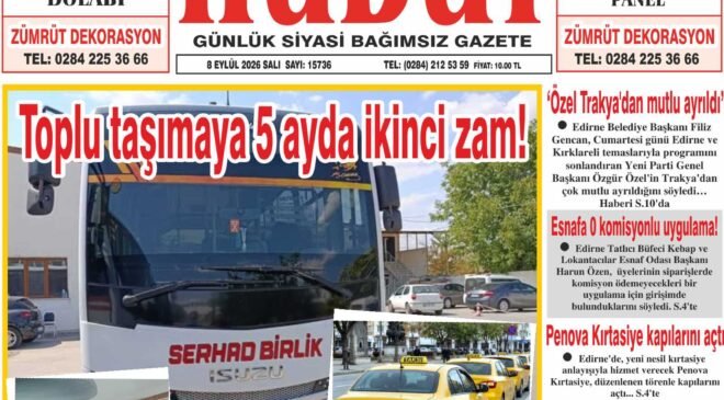 8 Eylül 2026 Salı Hudut Gazetesi
