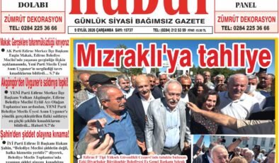 9 Eylül 2026 Çarşamba Hudut Gazetesi
