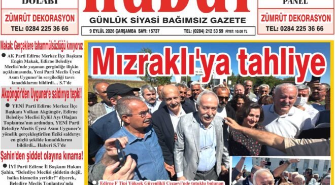 9 Eylül 2026 Çarşamba Hudut Gazetesi