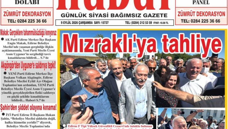 9 Eylül 2026 Çarşamba Hudut Gazetesi