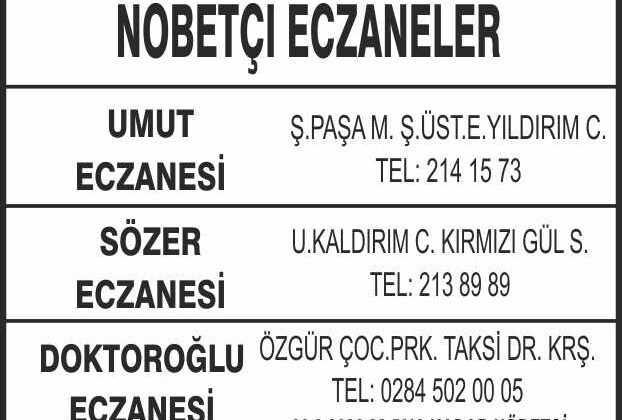 Nöbetçi Eczaneler