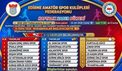 Edirne U12 Şenlik Ligi’nde kura çekimi