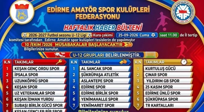 Edirne U12 Şenlik Ligi’nde kura çekimi