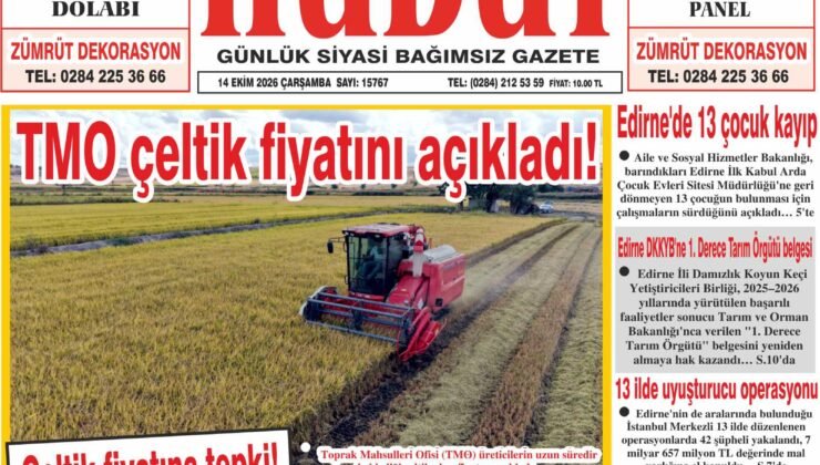 14 Ekim 2026 Çarşamba Hudut Gazetesi