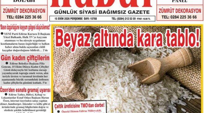 15 Ekim 2026 Perşembe Hudut Gazetesi