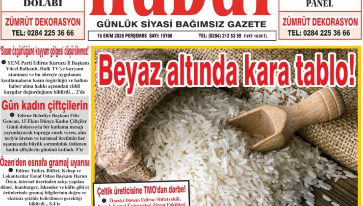 15 Ekim 2026 Perşembe Hudut Gazetesi