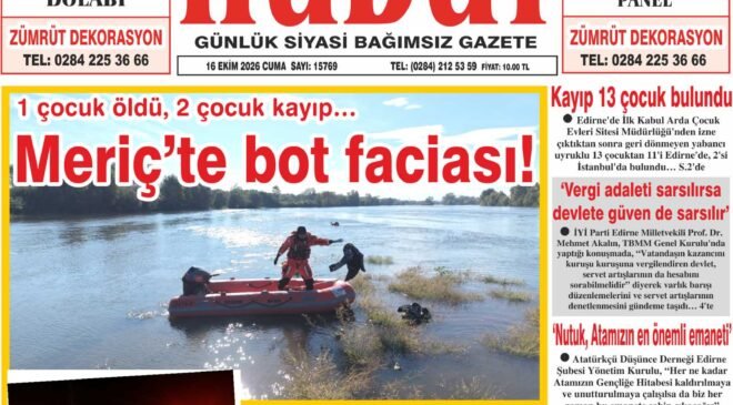 16 Ekim 2026 Cuma Hudut Gazetesi