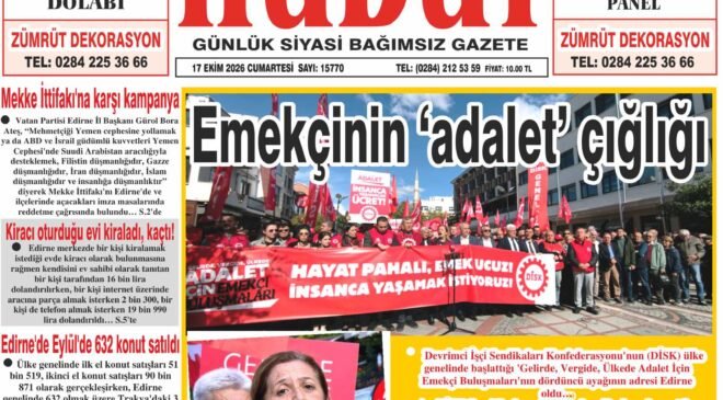 17 Ekim 2026 Cumartesi Hudut Gazetesi