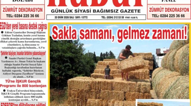 20 Ekim 2026 Salı Hudut Gazetesi