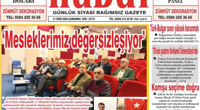 21 Ekim 2026 Çarşamba Hudut Gazetesi