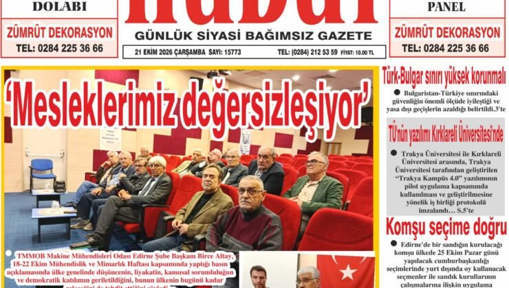 21 Ekim 2026 Çarşamba Hudut Gazetesi