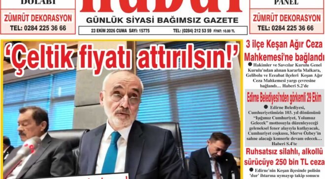 23 Ekim 2026 Cuma Hudut Gazetesi