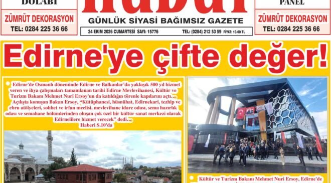24 Ekim 2026 Cumartesi Hudut Gazetesi