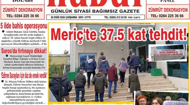 28 Ekim 2026 Çarşamba Hudut Gazetesi