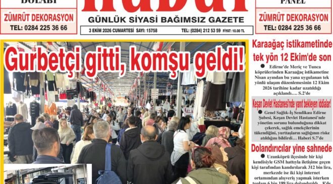 3 Ekim 2026 Cumartesi Hudut Gazetesi