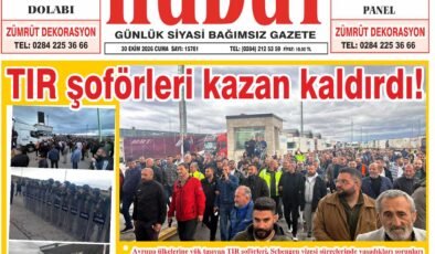 30 Ekim 2026 Cuma Hudut Gazetesi