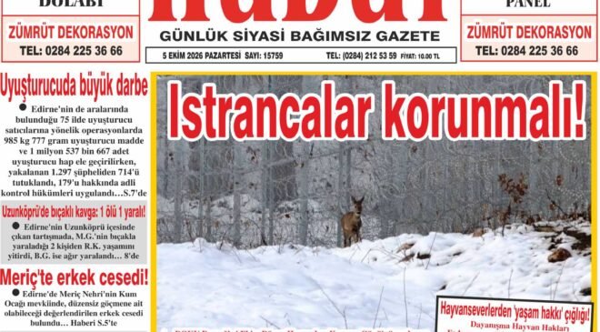 5 Ekim 2026 Pazartesi Hudut Gazetesi