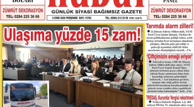 8 Ekim 2026 Perşembe Hudut Gazetesi