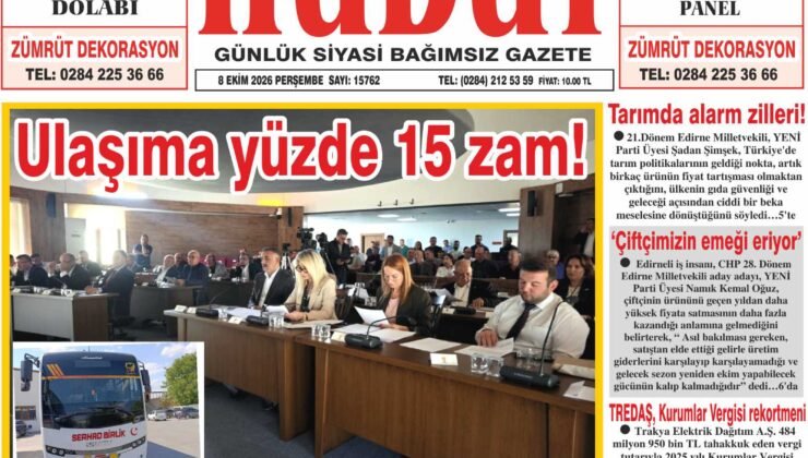 8 Ekim 2026 Perşembe Hudut Gazetesi
