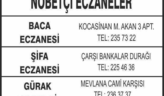 Nöbetçi Eczaneler