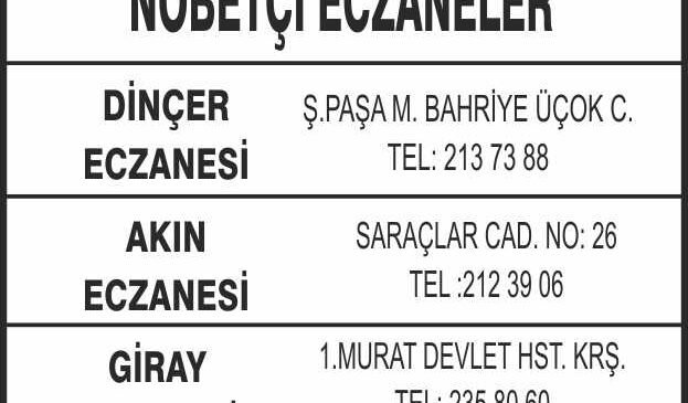 Nöbetçi Eczaneler