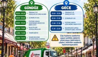 Çarşı merkezde çöp toplama saatleri