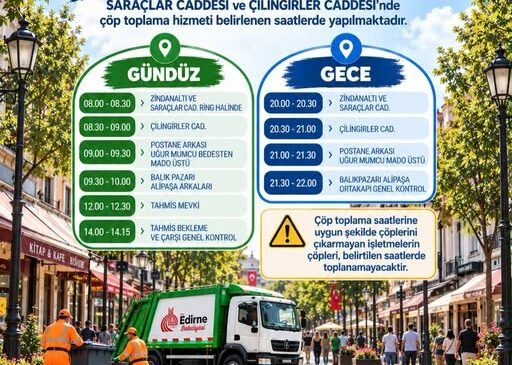 Çarşı merkezde çöp toplama saatleri