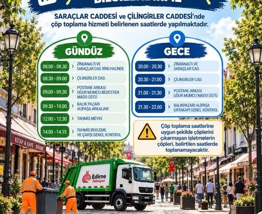 Çarşı merkezde çöp toplama saatleri
